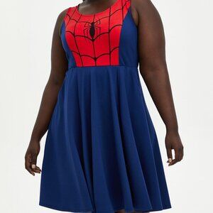 Torrid Marvel Spider-Man Fit & Flare Skater Dress Navy Blue Sz 5 (28)